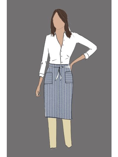 Stripe Grey Linen Bistro Apron